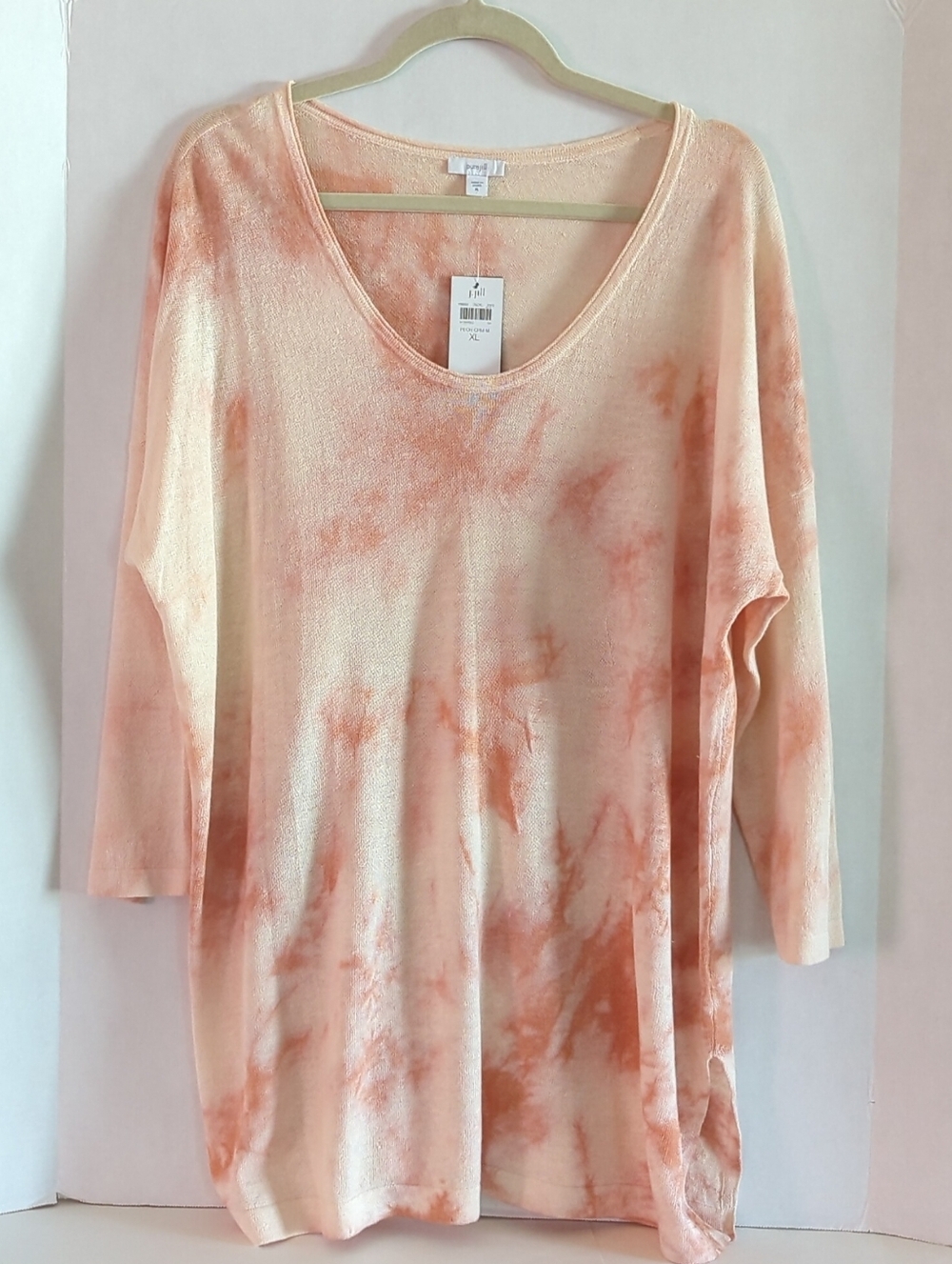 J. Jill Pure Jill Pink Tie Dye Long Sleeve Linen Blend Sweater Size XL NWT